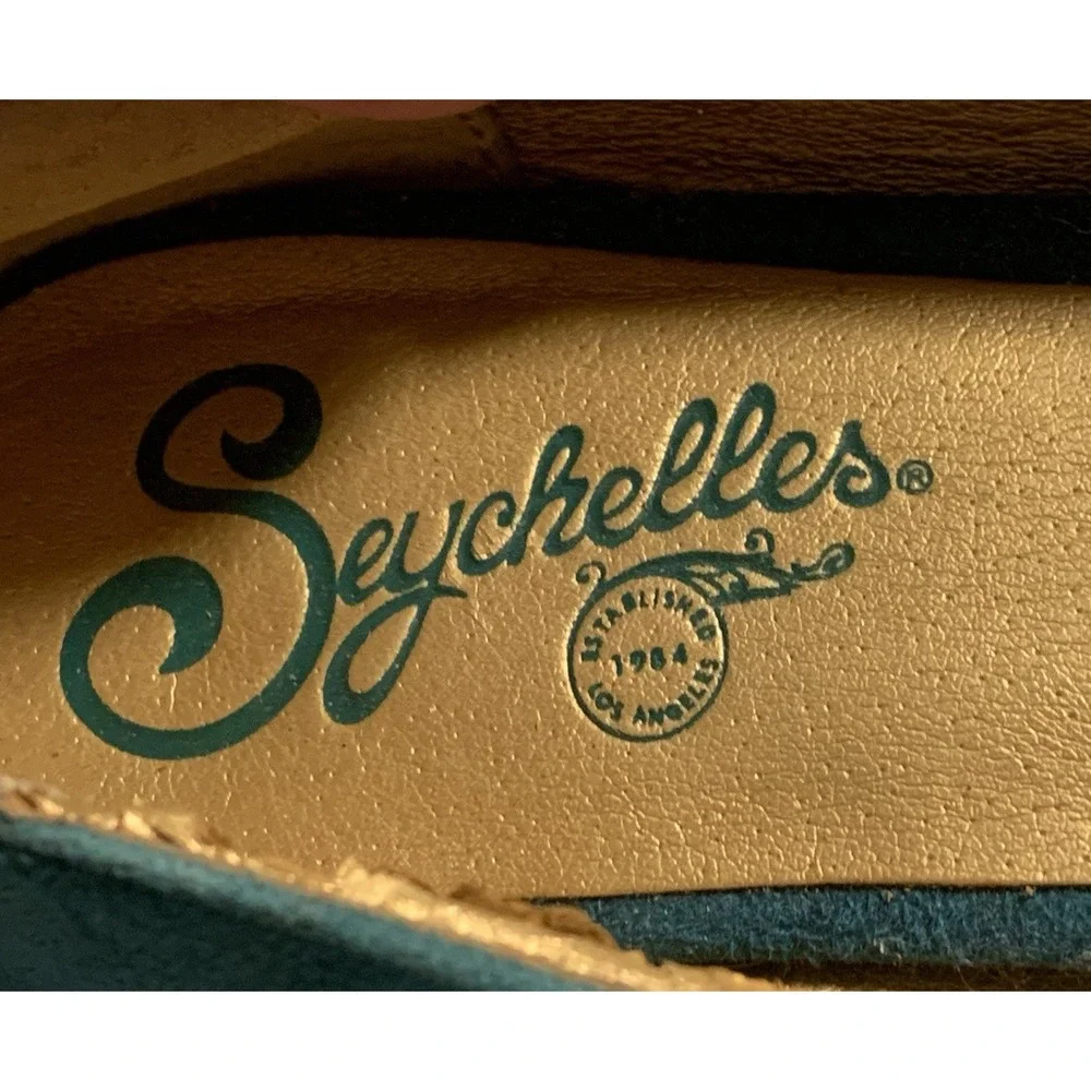 Seychelles Womens Shoes 6.5 Teal‎ Blue Suede Slip On Open Toe Coastal Passport